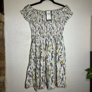 Disney Bugs Life White Floral Smocked Top with Multicolor Blooms